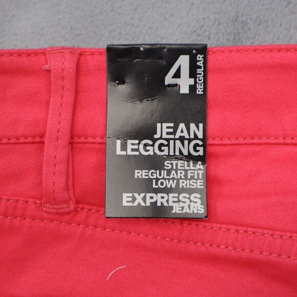Express Pants Womens 4R Red Regular Fit Low Rise Jeans Leggings Bottom Wear - Picture 8 of 16